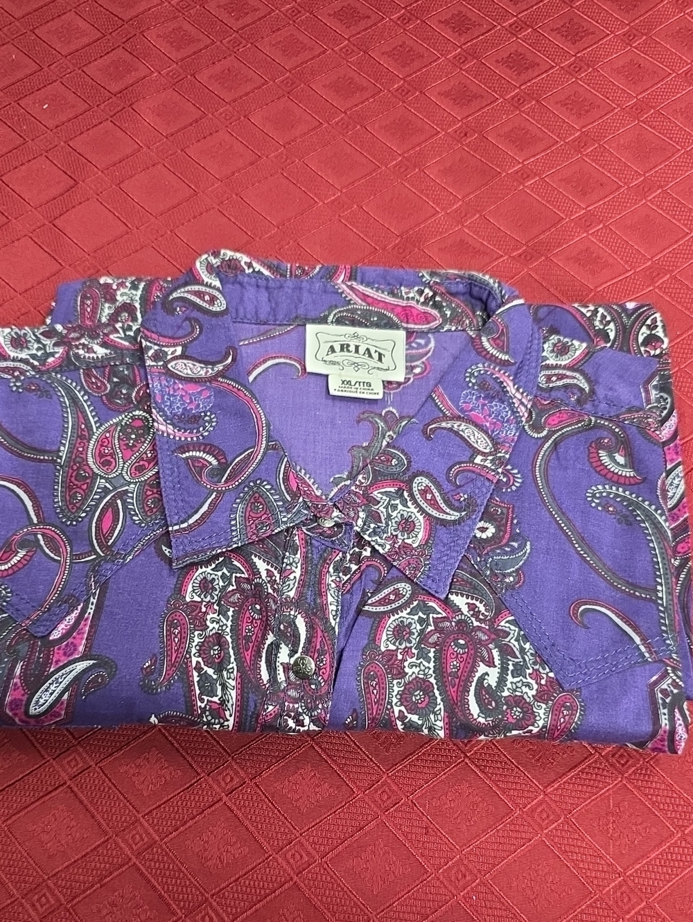 Ariat Purple Paisley Button-Down Shirt with Pink Accents
